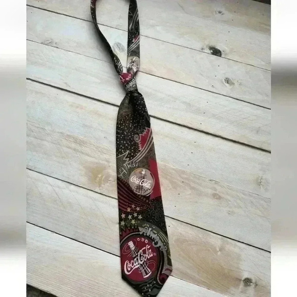Always Coca-Cola Men's Necktie Black Logos Soda Made in USA - Picture 1 of 5